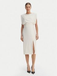 Rinascimento Sukienka koktajlowa CFC0127570003 Biały Slim Fit. Białe sukienki Rinascimento, m, bez wzorów, z syntetyku, wizytowe, bez kołnierzyka, bez ramiączek. Za 549.99 zł.