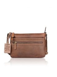 Bellicci Skórzana torebka "Trudy" w kolorze jasnobrązowym - 26 x 18 x 4 cm rozmiar: onesize. Brązowe torby na ramię Bellicci, bez wzorów, z materiału, na ramię, bez dodatków. Za 165.99 zł.