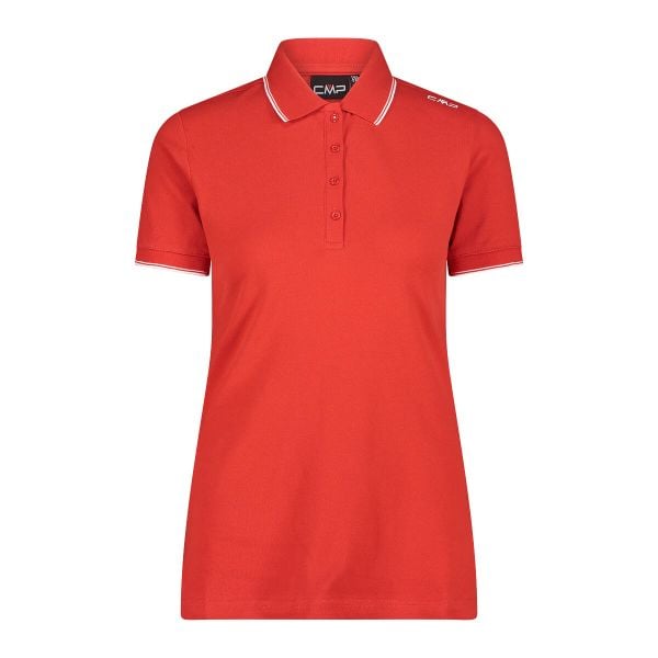 Damska koszulka polo CMP. Czerwone bluzki CMP, na lato, xs, bez wzorów, z bawełny, bez kołnierzyka, bez ramiączek. Za 178.00 zł.