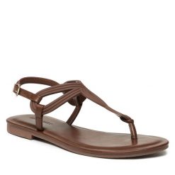 Sandały Jenny Fairy. Brązowe sandały Jenny Fairy, bez wzorów, bez obcasa, na płaskiej podeszwie, bez zapięcia. Za 99.99 zł.