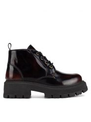 Badura Botki PILO-SL-04301 Bordowy. Czerwone botki Badura, bez wzorów, z lakierowanej skóry, bez obcasa, na płaskiej podeszwie, bez zapięcia. Za 279.99 zł.