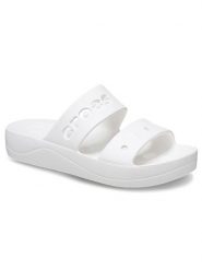 Crocs Klapki "Baya" w kolorze białym rozmiar: 42/43. Białe klapki Crocs, bez wzorów, z otwartym noskiem, bez obcasa, na platformie. Za 92.21 zł.