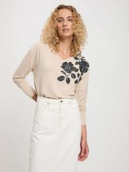 Cross Jeans Koszulka w kolorze kremowym rozmiar: S. Brązowe bluzki Cross Jeans, s, bez wzorów, z jeansu, bez kołnierzyka, bez ramiączek. Za 88.45 zł.