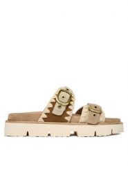 Mou Klapki MU.SW461023A Beżowy. Brązowe klapki Mou, bez wzorów, ze skóry, bez obcasa. Za 899.99 zł.