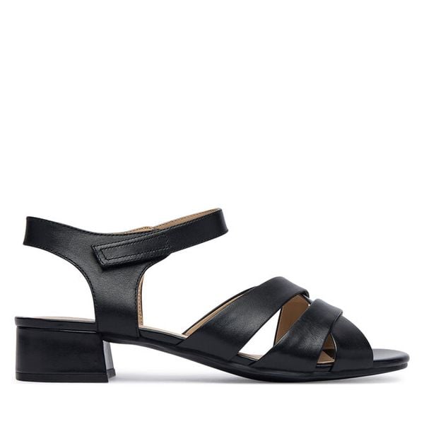 Sandały Caprice. Czarne sandały Caprice, bez wzorów, bez obcasa, na słupku, bez zapięcia. Za 329.99 zł.