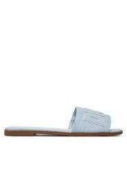 DKNY Klapki Willow K1500528 Niebieski. Niebieskie klapki DKNY, bez wzorów, z materiału, bez obcasa. Za 239.99 zł.