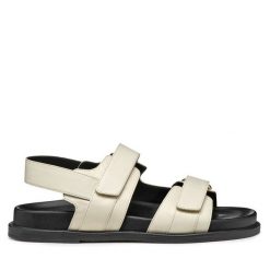 Sandały Geox. Brązowe sandały Geox, bez wzorów, bez obcasa, na płaskiej podeszwie, bez zapięcia. Za 409.99 zł.
