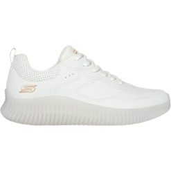 Buty Skechers Bobs Geo How Marvelous, Kobiety. Białe obuwie sportowe Skechers, ze skóry ekologicznej, bez zapięcia. Za 390.00 zł.