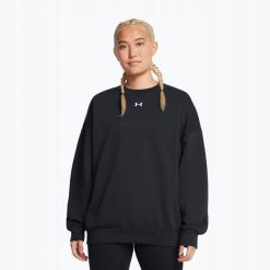 Bluza Damska Sportowa Under Armour Rival Fleece OS Crew. Czarne bluzy Under Armour, bez wzorów, bez kaptura. Za 118.99 zł.