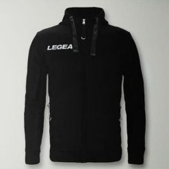 Bluza Junior Sarajevo Full Zip do biegania czarna. Czarne bluzy LEGEA, bez wzorów, z bawełny, z kapturem. Za 180.00 zł.