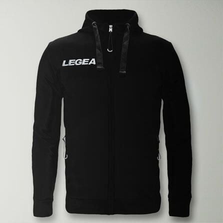 Bluza Junior Sarajevo Full Zip do biegania czarna. Czarne bluzy LEGEA, xs, bez wzorów, z bawełny, z kapturem. Za 165.90 zł.