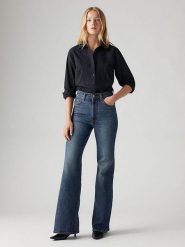 Levi's Dżinsy "Ribcage" - Flared fit - w kolorze granatowym rozmiar: W30/L32. Niebieskie jeansy Levi's®, l, z aplikacjami, z podwyższonym stanem. Za 238.25 zł.