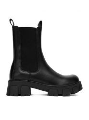 DeeZee Sztyblety 12837-22-BLACK PU Czarny. Czarne botki DeeZee, bez wzorów, z materiału, bez obcasa, na płaskiej podeszwie, bez zapięcia. Za 199.99 zł.