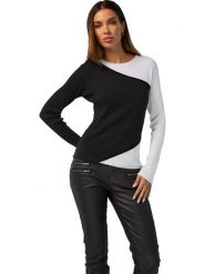 Heine Sweter w kolorze czarno-białym rozmiar: 50. Czarne swetry Heine, bez wzorów, prążkowane, bez ramiączek. Za 86.99 zł.