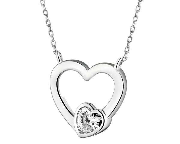 Naszyjnik srebrny z cyrkonią - serca. Szare naszyjniki Apart, z cyrkonią, srebrne. Za 149.00 zł.