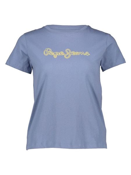Pepe Jeans Koszulka w kolorze niebieskim rozmiar: L. Niebieskie bluzki Pepe Jeans, l, bez wzorów, z bawełny, bez kołnierzyka, bez ramiączek. Za 57.95 zł.