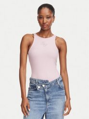 Guess Top W6RP39 KD092 Różowy Regular Fit. Czerwone topy Guess, xxs, z aplikacjami, z syntetyku, bez kołnierzyka, bez ramiączek. Za 174.99 zł.