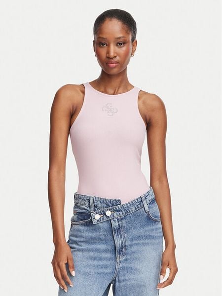 Guess Top W6RP39 KD092 Różowy Regular Fit. Czerwone topy Guess, xxl, z aplikacjami, z syntetyku, bez kołnierzyka, bez ramiączek. Za 174.99 zł.