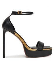 Eva Minge Sandały LILY-LT1519-1 Czarny. Czarne sandały Eva Minge, bez wzorów, ze skóry, bez obcasa, na szpilce, bez zapięcia. Za 429.99 zł.