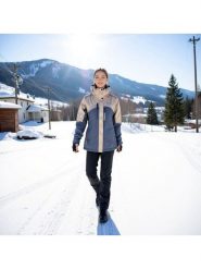 Alpine Pro Kurtka narciarska "Deara 2" w kolorze beżowo-niebieskim rozmiar: XS. Brązowe kurtki narciarskie Alpine Pro, m, bez wzorów, bez kaptura, narciarskie. Za 529.58 zł.