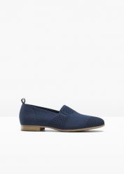 Półbuty loafer Jana, wygodna tęgość. Niebieskie baleriny bonprix, bez wzorów, bez obcasa. Za 169.99 zł.