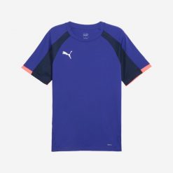 Koszulka piłkarska Puma IndivLiga 24. Niebieskie bluzki Puma, l, bez wzorów, sportowe, bez kołnierzyka, bez ramiączek. W wyprzedaży za 89.99 zł.