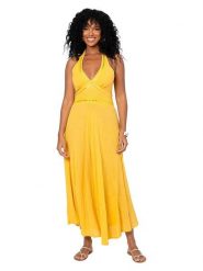 Aller Simplement Sukienka w kolorze żółtym rozmiar: 34-40. Żółte sukienki Aller Simplement, bez wzorów, z bawełny, bez kołnierzyka, bez ramiączek, maxi. Za 100.99 zł.