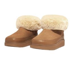Dwustronne Śniegowce Damskie GenFF Mini Shearling. Brązowe trapery i śniegowce FIT FLOP, z materiału. Za 659.99 zł.