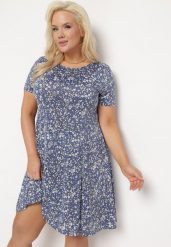 Niebieska Sukienka Mini w Drobne Kwiatki z Elastycznej Wiskozy Megarra. Niebieskie sukienki Born2be, l, bez wzorów, z wiskozy, bez kołnierzyka, bez ramiączek, mini. Za 49.99 zł.
