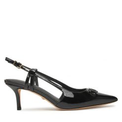 Sandały Guess. Czarne sandały Guess, z aplikacjami, bez obcasa, na szpilce, bez zapięcia. Za 889.99 zł.