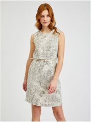 Orsay Sukienka w kolorze beżowo-czarno-białym rozmiar: 40. Białe sukienki Orsay, bez wzorów, ze skóry, bez kołnierzyka, bez ramiączek, mini. Za 142.45 zł.