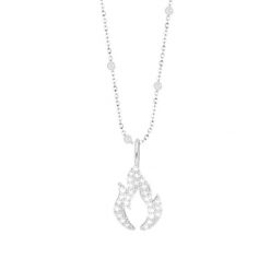 Naszyjnik z kulkami z posrebrzaną zawieszką Płomień Miłości 1,6 cm z cyrkoniami. Naszyjniki Lilou, z cyrkonią, posrebrzane. Za 338.00 zł.