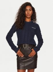 Guess Jeans Sweter W4BR13 Z3HN2 Granatowy Regular Fit. Niebieskie swetry Guess Jeans, xl, z aplikacjami, z jeansu, bez ramiączek. Za 209.99 zł.