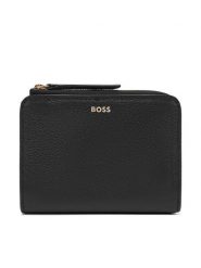 BOSS Duży Portfel Damski 50536382 Czarny. Czarne portfele Boss, bez wzorów, ze skóry. Za 319.99 zł.