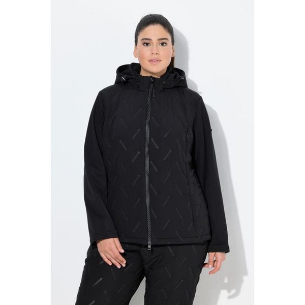 Damskie Kurtka softshellowa pikowana HYPRAR hydrofobowa kaptur. Czarne kurtki sportowe Ulla Popken, plus size, bez wzorów, z materiału, bez kaptura, trekkingowe. Za 429.99 zł.