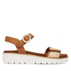 Sandały Ara. Brązowe sandały Ara, bez wzorów, bez obcasa, na płaskiej podeszwie, bez zapięcia. Za 429.99 zł.