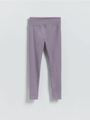 Legginsy z szerokim pasem - ciemnofioletowy. Fioletowe legginsy Reserved, l, bez wzorów, z dzianiny. Za 119.99 zł.