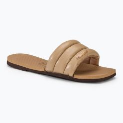 Klapki damskie Havaianas You Milan. Brązowe klapki Havaianas, bez wzorów, z materiału, bez obcasa. Za 119.99 zł.
