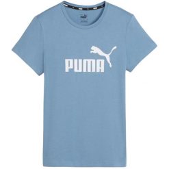 T-shirt Damski Logo ESS. Niebieskie t-shirty Puma, s, bez wzorów, bez kołnierzyka, bez ramiączek. Za 143.99 zł.