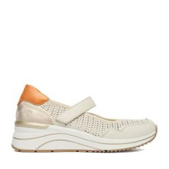 Półbuty Remonte. Brązowe czółenka Remonte, bez wzorów, bez obcasa, na koturnie, bez zapięcia. Za 379.99 zł.