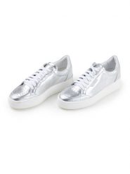 Anna Morellini Skórzane sneakersy "Meliatelia" w kolorze srebrnym rozmiar: 38. Szare trampki Anna Morellini, bez wzorów, bez zapięcia. Za 346.99 zł.