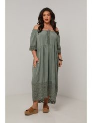 Curvy Lady Sukienka w kolorze khaki rozmiar: 44/46. Brązowe sukienki Curvy Lady, na co dzień, bez wzorów, z koronki, klasyczne, bez kołnierzyka, bez ramiączek, maxi, proste. Za 189.29 zł.
