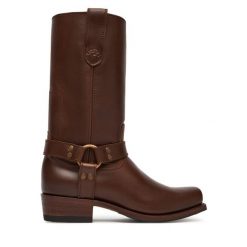 Oficerki Polo Ralph Lauren. Brązowe kozaki Polo Ralph Lauren, bez obcasa, na płaskiej podeszwie, bez zapięcia. Za 3,399.00 zł.