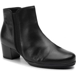 Botki GABOR - 75.530.27 Czarny. Czarne botki Gabor, bez wzorów, z materiału, bez obcasa, bez zapięcia. W wyprzedaży za 279.00 zł.