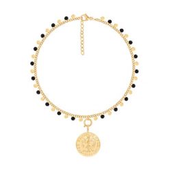 Bransoletka Sophie z czarną emalią pozłacana z Monetą Szczęścia. Czarne bransoletki Lilou, pozłacane. Za 297.00 zł.