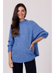 Be Wear Sweter w kolorze niebieskim rozmiar: onesize. Niebieskie swetry Be Wear, bez wzorów, z wełny, bez ramiączek. Za 145.26 zł.
