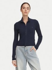 Tommy Jeans Kardigan DW0DW23355 Granatowy Slim Fit. Niebieskie kardigany Tommy Jeans, s, bez wzorów, z jeansu. Za 449.99 zł.