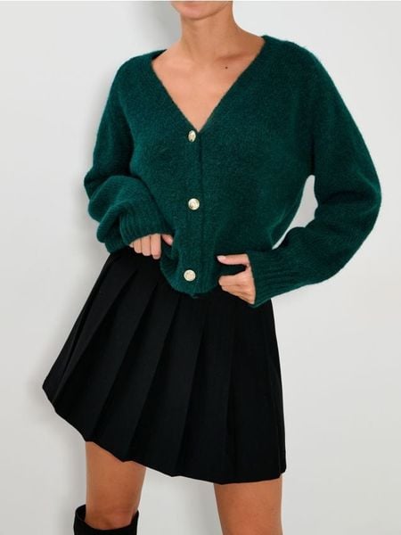 Rozpinany sweter na guziki - zielony. Zielone kardigany Sinsay, l, bez wzorów. Za 69.99 zł.