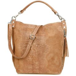 Shopperka skórzana BELTIMORE beżowa taupe W10. Brązowe shopper bez wzorów, ze skóry, bez dodatków. Za 241.99 zł.