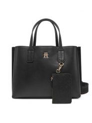 Tommy Hilfiger Torebka Th Distinct Mini Tote AW0AW17192 Czarny. Czarne torebki klasyczne TOMMY HILFIGER, bez wzorów, ze skóry, bez dodatków. Za 419.99 zł.